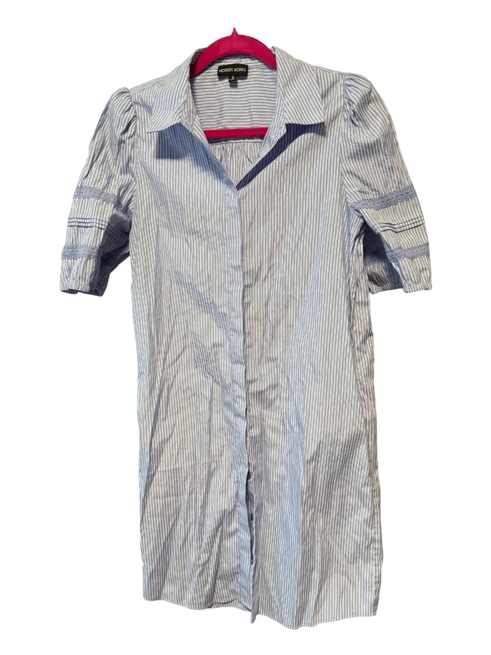 Modern Works Blue & White Striped Shirt Dress โ Size Small - Picture 3 of 8